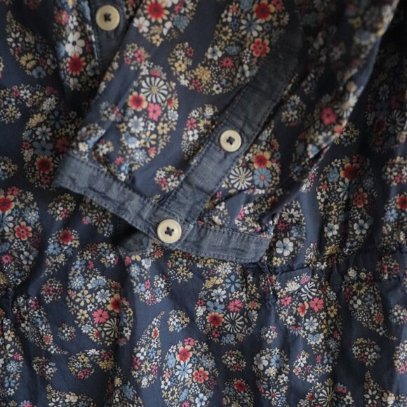 Aigle Womens Blue Sz S Buttoned Henley Short Sleeve Paisley Casual Tunic Top - Picture 7 of 14